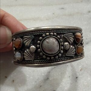 Elegant Silver and Brown Women's Bracelet